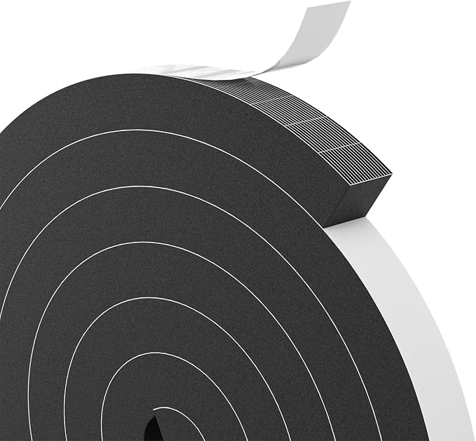 1" x 1" EVA Foam Weather Stripping Tape, 13FT Self-Adhesive Foam Seal Strip by Bantie