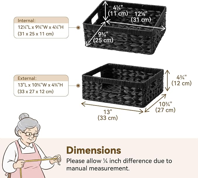 GRANNY SAYS Wicker Baskets for Organizing, Waterproof Black Basket, Woven - Image 7