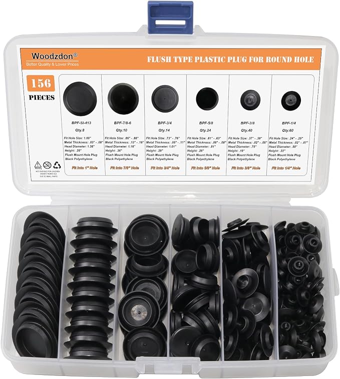156pcs Black Plastic Plugs for Round Holes - Image 8