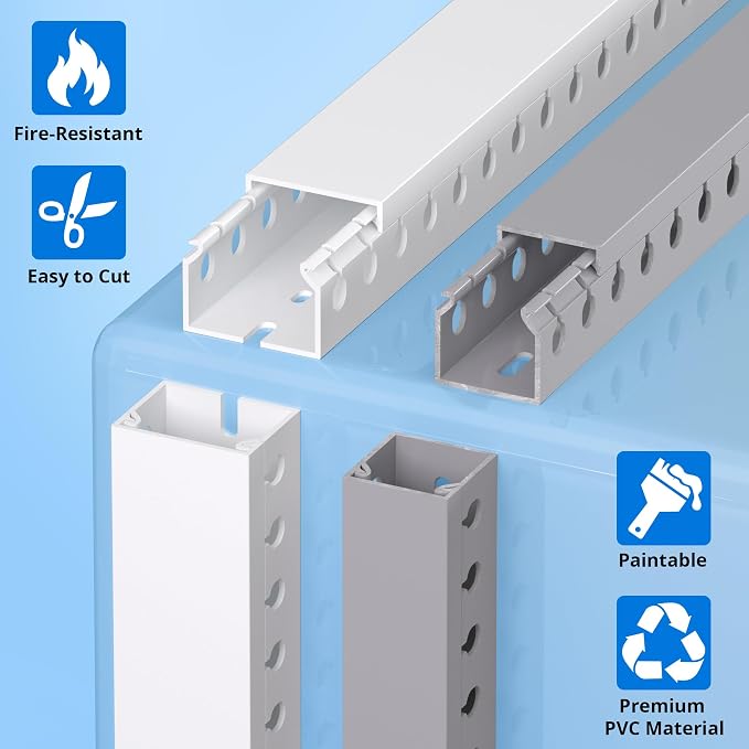 1.2"H x 1.6"W Cable Raceway, 12ft Under Desk Wire Management Channel, 4 Pack - Image 6