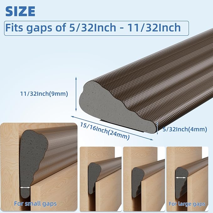 Wedge-Shape Window Weather Stripping Door Frame Seal 3Pcs×196” Brown | Upgrade - Image 2