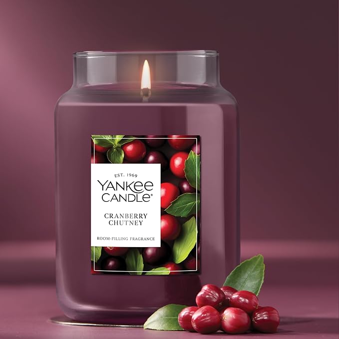 Yankee Candle Cranberry Chutney, Holiday Scented Candle, 22oz Large Jar - Image 4