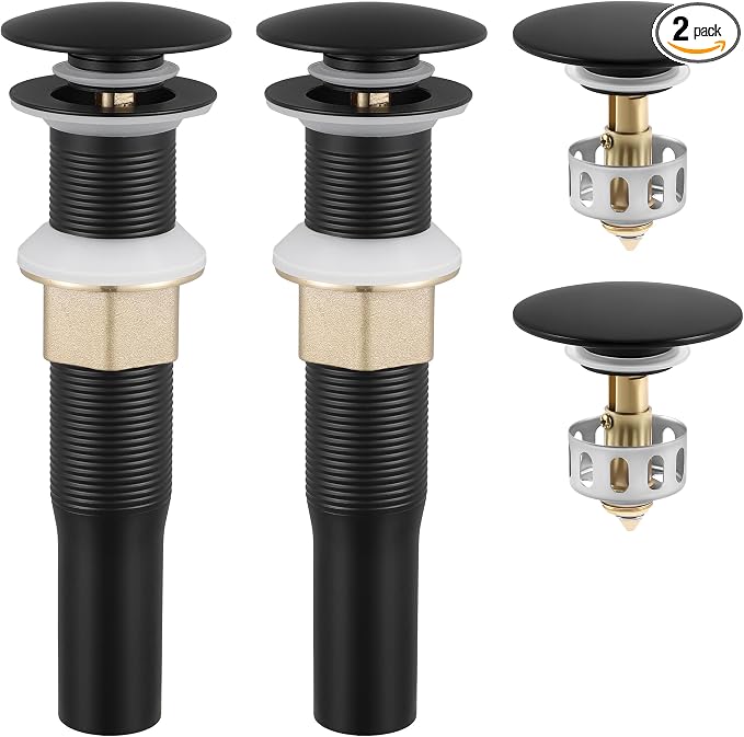 KES Black Pop Up Drain Stopper for Bathroom Sink, Sink Drain by KES