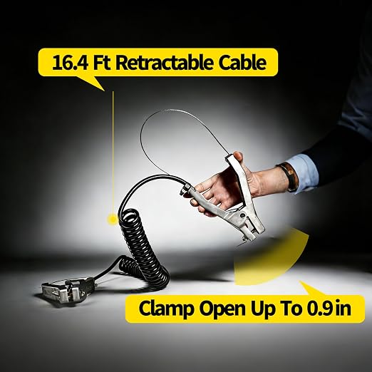 Anti-Static Grounding Cable Clamp, Aluminum 16.4ft Coiled Cable Copper Pin | - Image 5