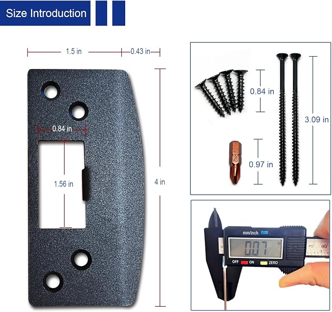 Door Strike Plate, Reinforced Enlarged Striker Plate - Image 3