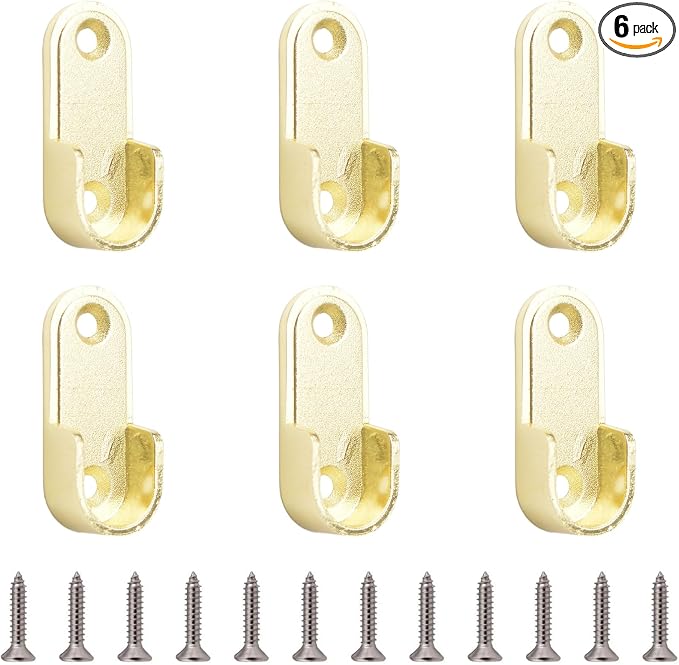 INCREWAY Oval Closet Rod Supports，6PCS Wardrobe Bracket Zinc Alloy Closet Rod by ForHome