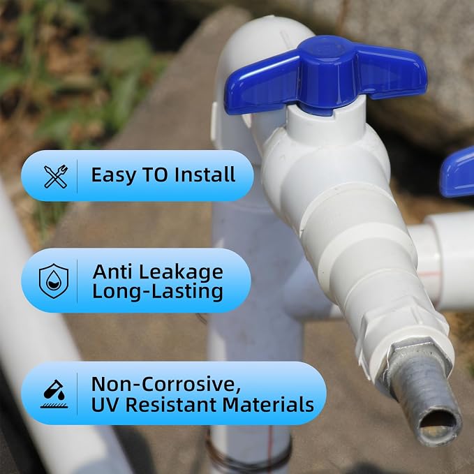10Pack PVC Ball Valves 3/4'' NPT Threaded Full Port, T-handle SCH40 Water Pipe - Image 4