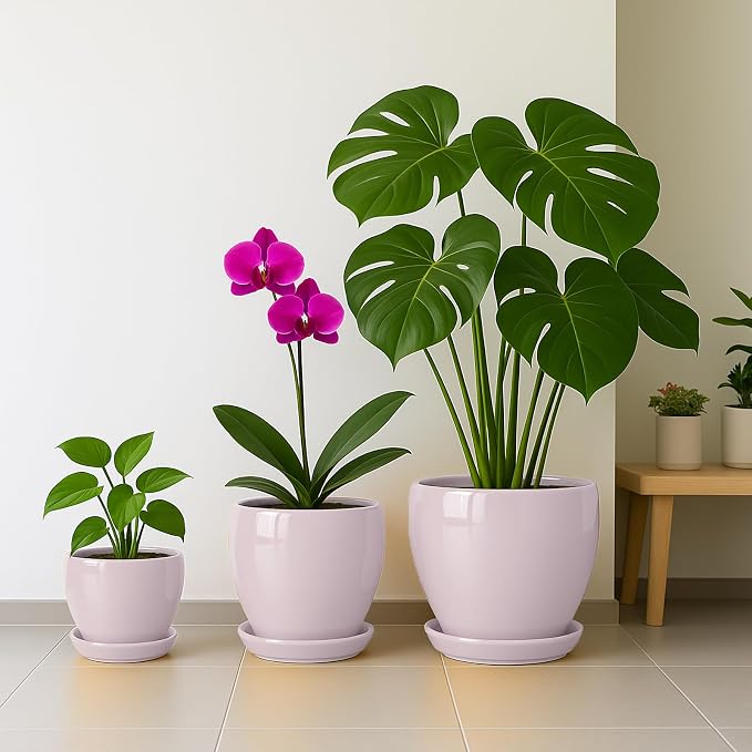 Deep Dream 10 Inch Plant Pot- Ceramic Planter Pot Round Plant Pots - Image 5