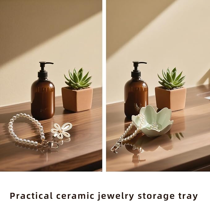 Floral Ceramic Jewelry Tray, 3.5" Ring Holder Trinket Bowl | Petite bowl keeps - Image 5