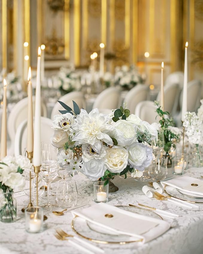 FACINOC White Rose Artificial Flowers Fake Flower Bulk - Image 5