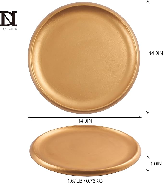 DN Decoration 14 Inch Large Gold Decorative Tray, Trays - Image 4