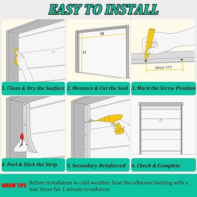 Garage Door Seal Top and Sides - 36FT Garage Door Side Seal Replacement Kit - Image 8