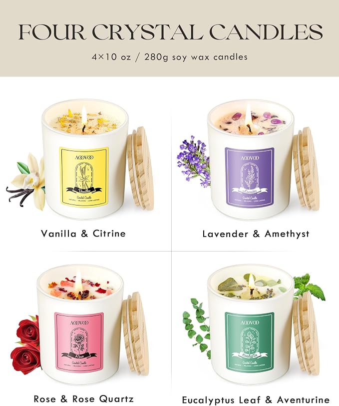 AOOVOO Rose/Vanilla/Eucalyptus/Lavender Scented Candles - Image 2