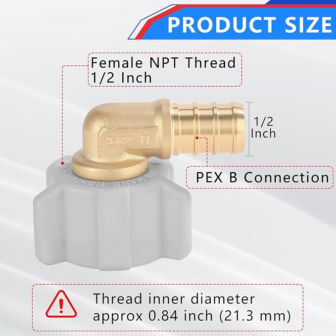 1/2" Pex × 1/2" Female NPT Swivel Elbow No-Lead Brass Crimp Fitting, PEX-B - Image 2
