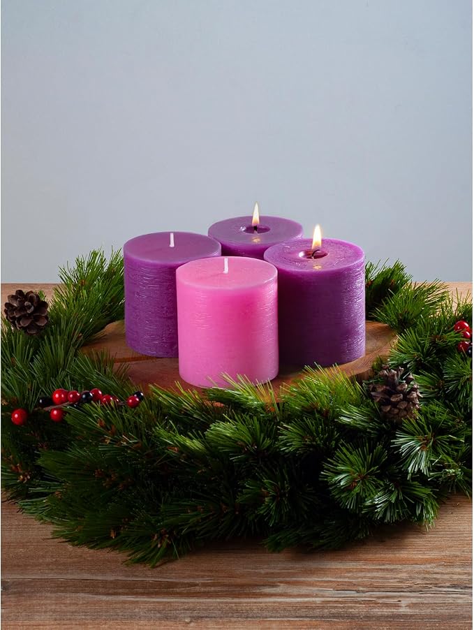 3x3 Inch Advent Pillar Candles Set of 4 - Image 5