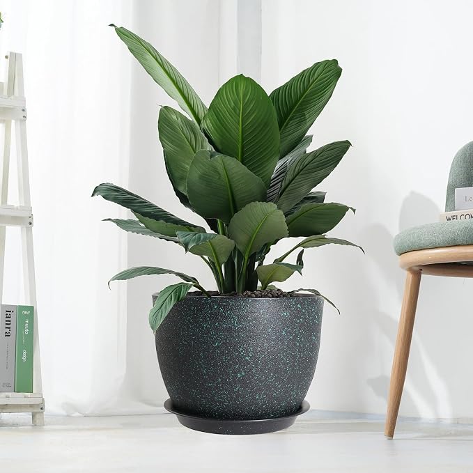 UOUZ 12inch Large Plant Pot, Modern Plastic Planter - Image 7