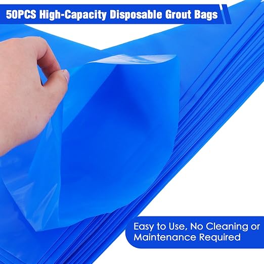 50PCS Tile Grout Masonry Mortar Bag, Heavy Duty Blue HDPE Tear Resistant Grout - Image 3