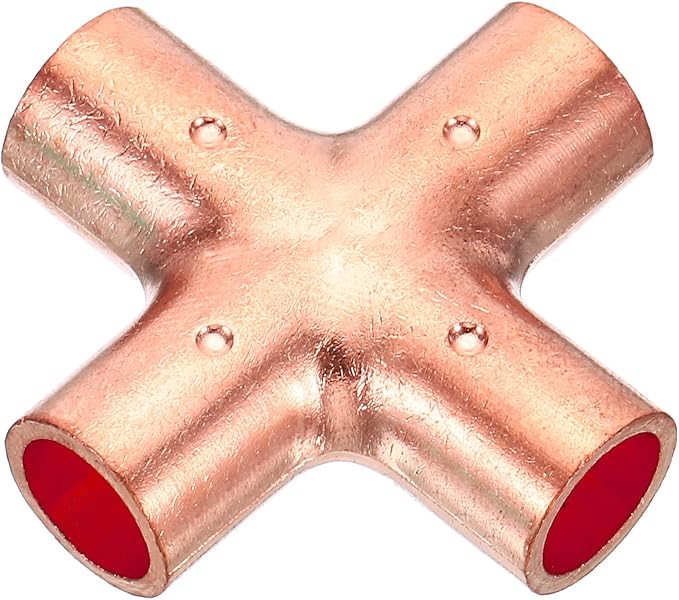 PATIKIL Copper Union Cross Pipe Fitting 3/8" ID 4 Way Welding Copper | End Feed by PATIKIL