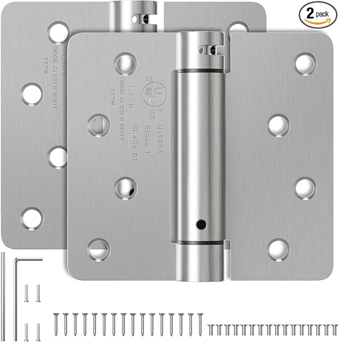 HOSOM Self Closing Spring Loaded Hinges, 4 Inch, Adjustable Tension by HOSOM