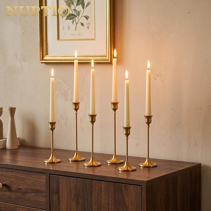 NUPTIO Gold Candlestick Holders Bulk: Solid Aluminum - Image 2