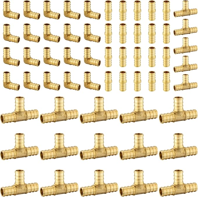 60 Pack Foskan 3/4 Inch PEX Barb Crimp Fittings Set | 20 Pieces Each:Elbow by Unknown