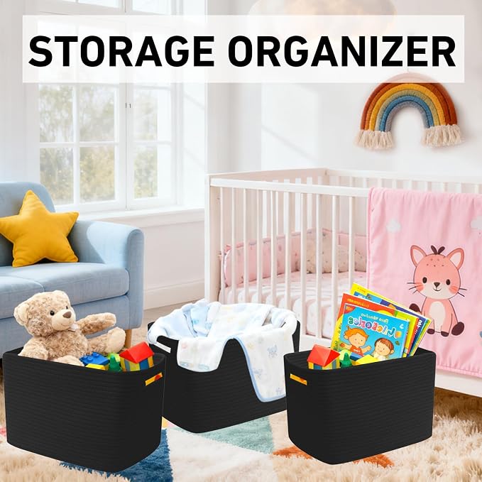3 Pack Woven Baskets, Storage Baskets - Image 4
