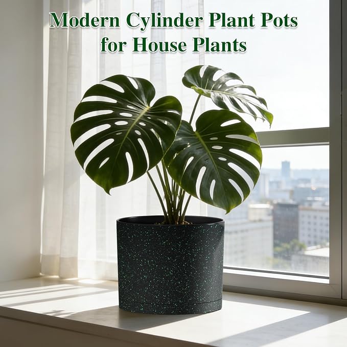 Plant Pots, 10/9/8 Inch 3 Pack Cylindrical Flower Pots - Image 4