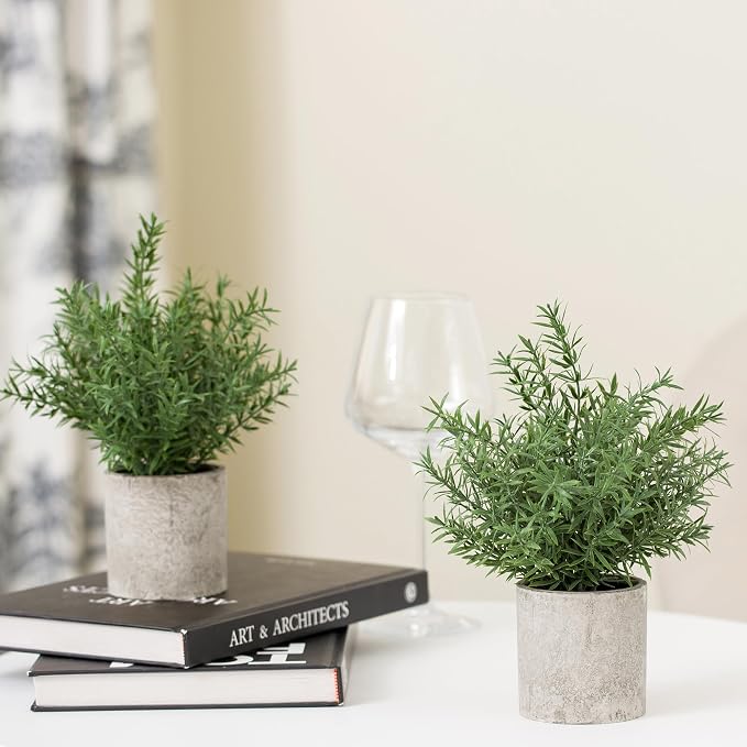 Coferset 2 Pack Small Fake Plants Rosemary Potted - Image 8