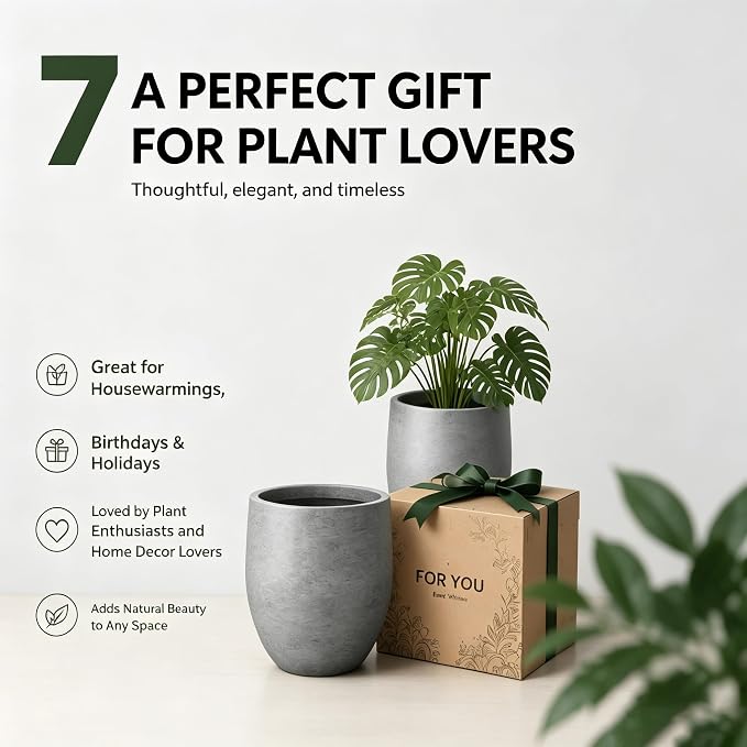 Kante Large Round Bullet Pale Gray Concrete Planter 21.7" Tall, Outdoor | - Image 6
