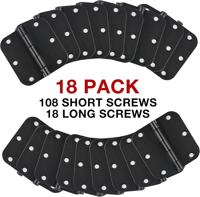 TDCHINGES 3 1/2" Matte Black Door Hinges 3.5 Inch Rounded Flat 18 Pack | - Image 6