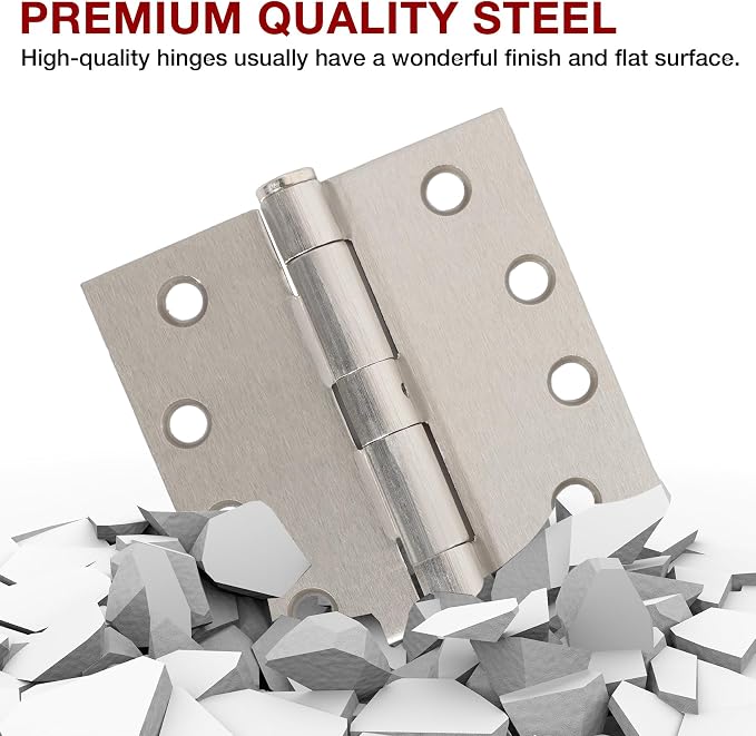 TDCHINGES Heavy Duty Brushed Nickel Door Hinges 4.5" x 4 1/2" Satin Square | 1 - Image 5