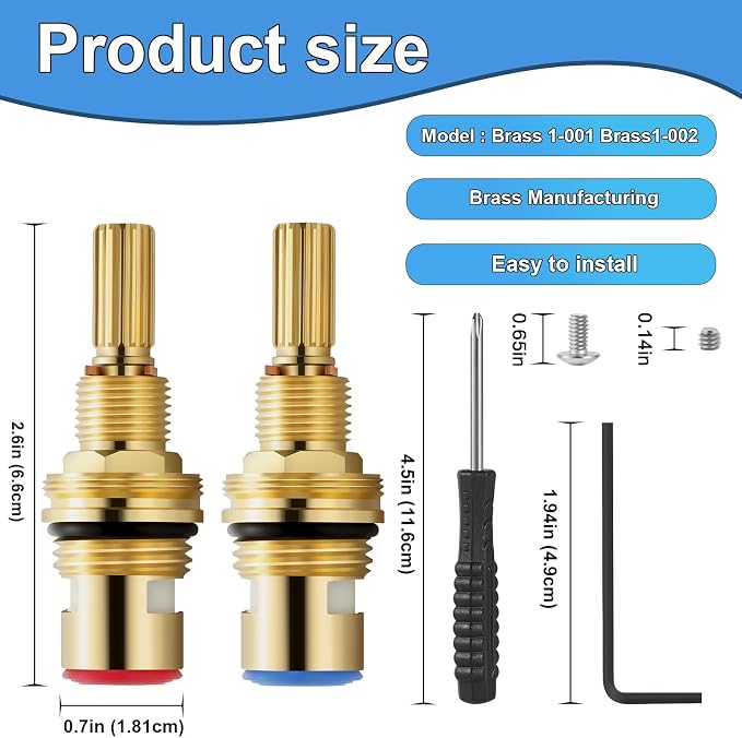 Brass 1-001 & Brass 1-002 Ceramic Valve Cartridge, Compatible - Image 2