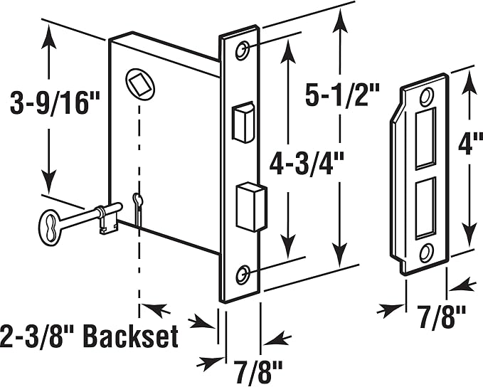 Prime-Line E 22945 Vintage Style Indoor Mortise Lock Assembly Kit – Cast Steel - Image 2