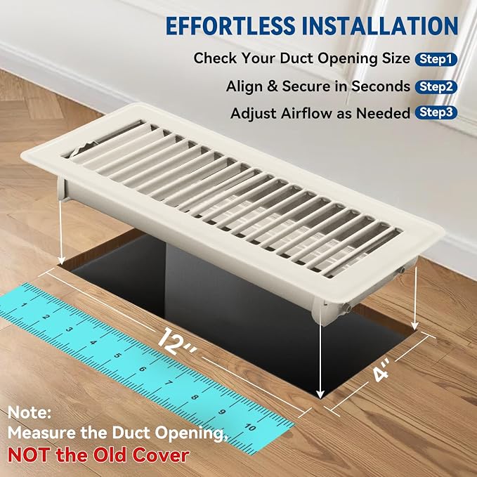 4" x 12" Floor Register Vent Covers 10-Pack, Cream White - Image 7