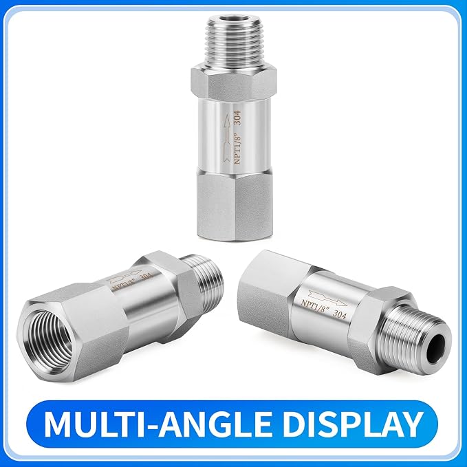 ChillWaves 304 Stainless Steel In-Line Split Check Valve 1/8" NPT Male x 1/8" - Image 3