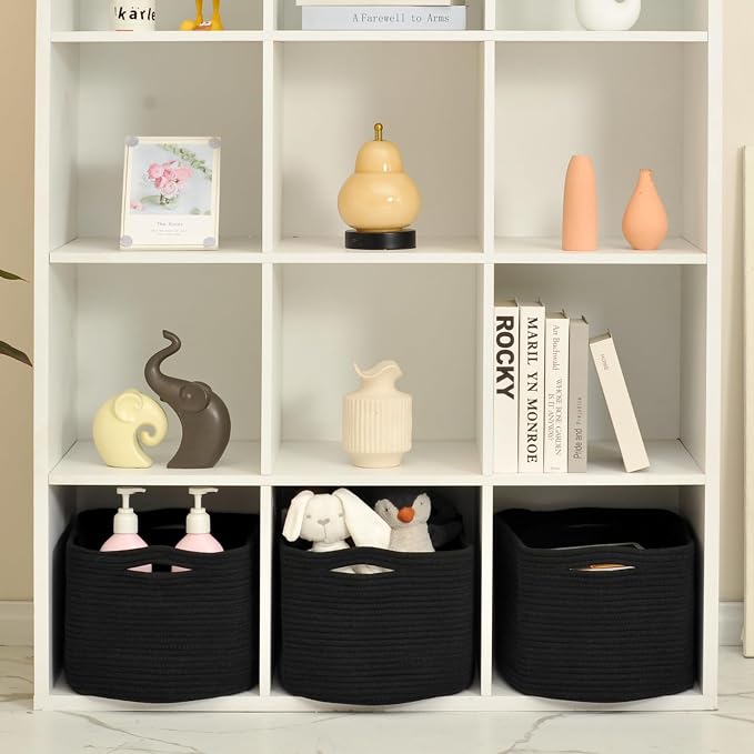 ICERZCZ Large Storage Baskets for Organizing Shelves, Woven Cotton Rope Bins - Image 5