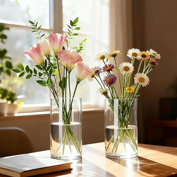 12pcs Thick Glass Cylinder Vase, 6 Inch Clear Glass Flower Vases | Floating - Image 6