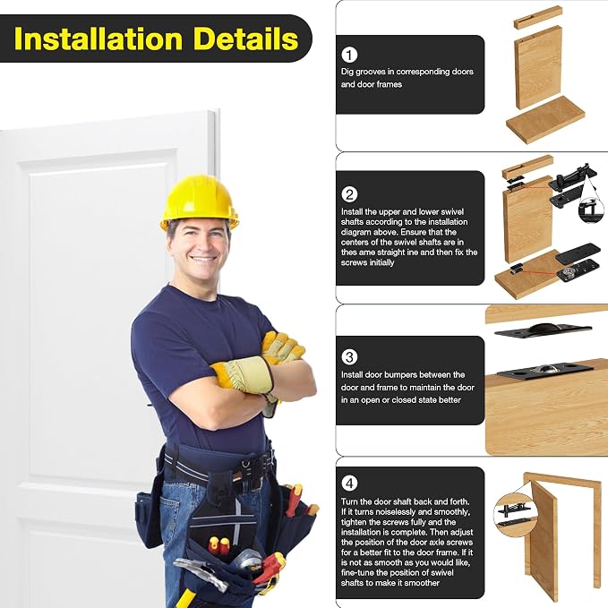 Hidden Door Hinge, 620LBS Load-Bearing Heavy Duty Stainless Steel Pivot Hinge - Image 7