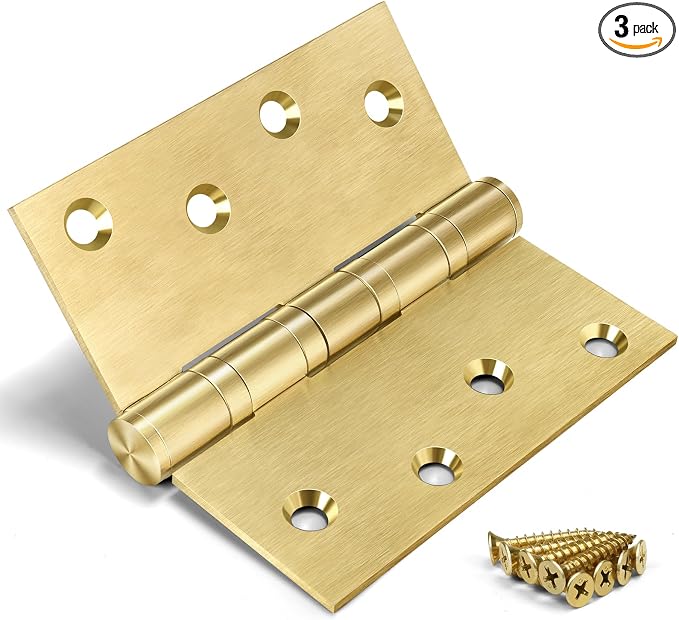 3 Pack Ball Bearing Door Hinges, 4in x 4in Door Hinges, Heavy Duty Stainless by KOMSEN