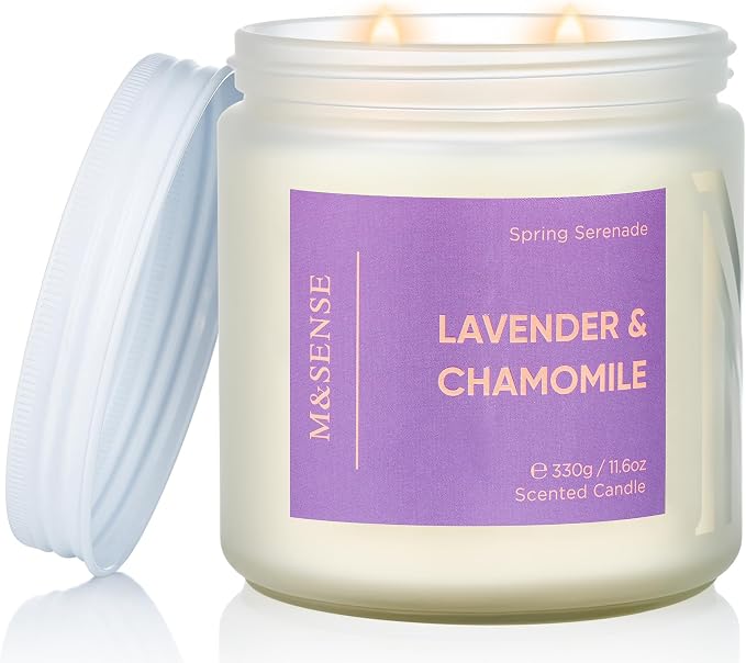 M&SENSE Lavender Candles, Large 11.6oz Natural Soy Wax, 70-Hour | Non Toxic by MSENSE