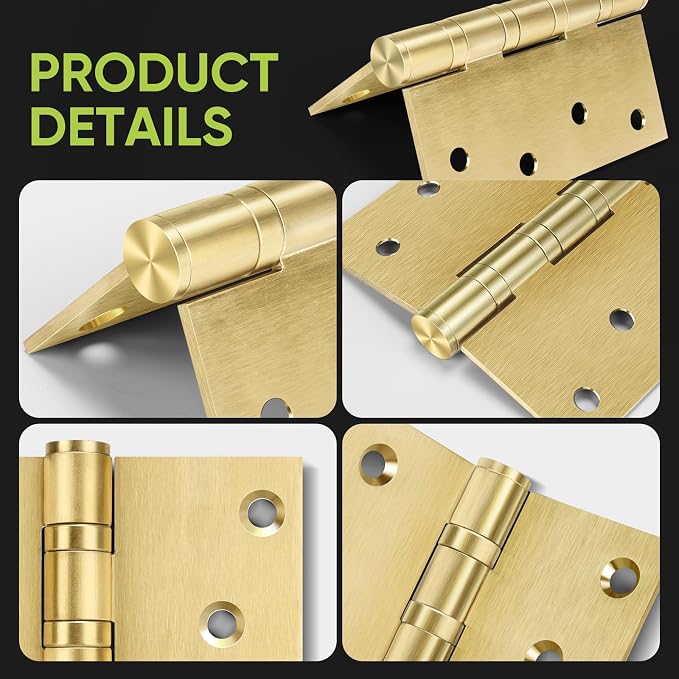 3 Pack Ball Bearing Door Hinges, 4in x 4in Door Hinges, Heavy Duty Stainless - Image 5