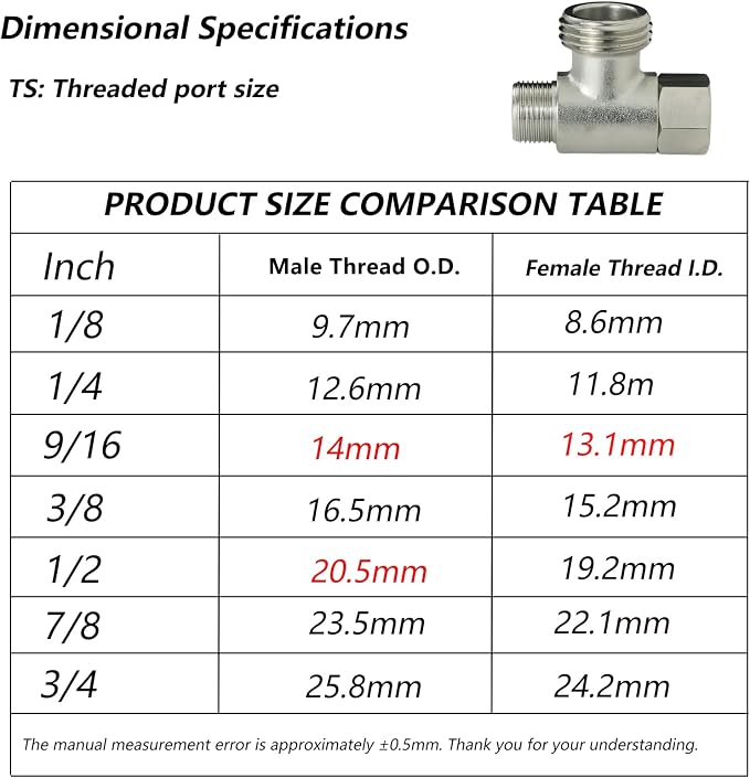 Brass 3/8"x1/2"x3/8" T-Type 3-Way Tee Splitter | 3-way adapter - Image 2