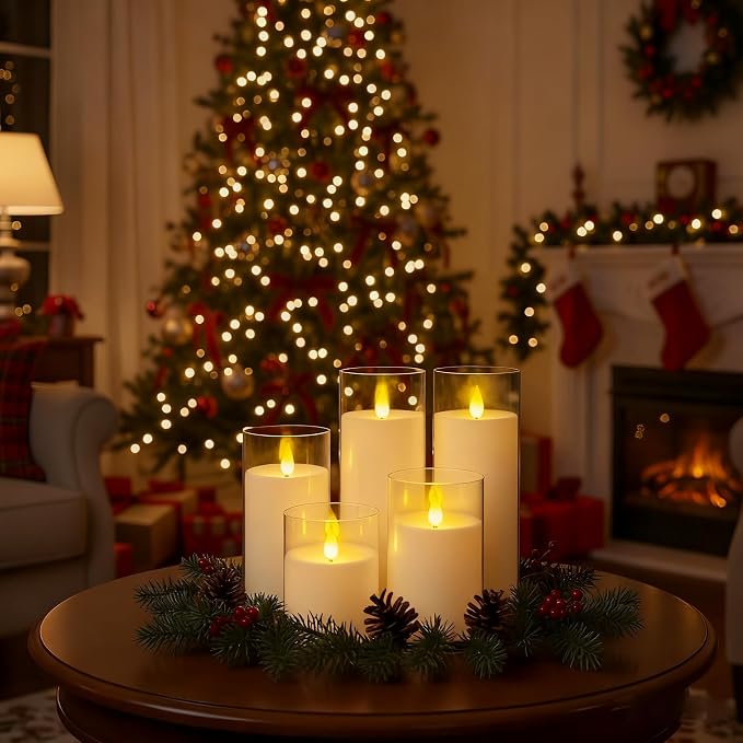 Homemory Ivory Flickering Flameless Candles, Battery Operated Acrylic LED - Image 5