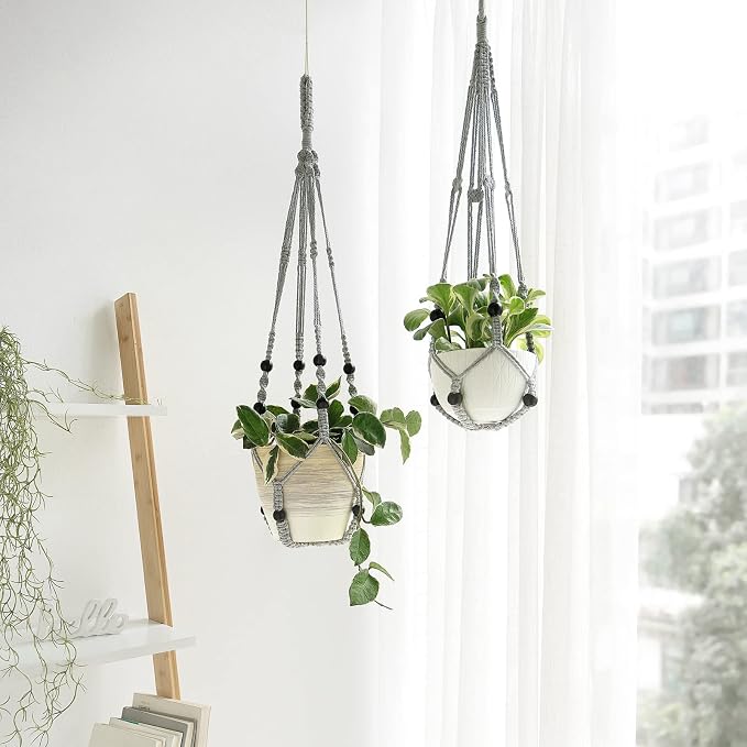 Mkono 3 Pack Macrame Plant Hangers Hanging Planters - Image 3