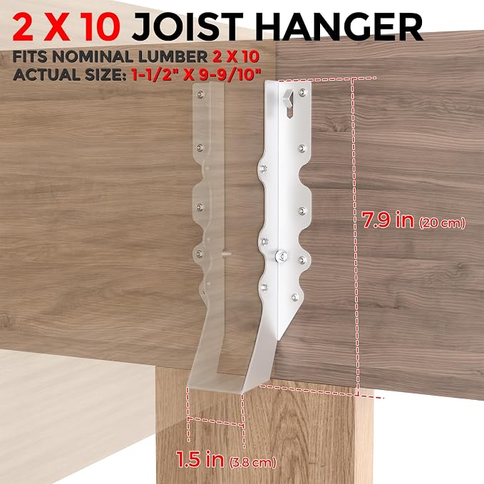 50 Pcs 2x10 Joist Hangers, 18 Gauge Metal Face Mount Joist Hanger, Lu210 Joist - Image 7