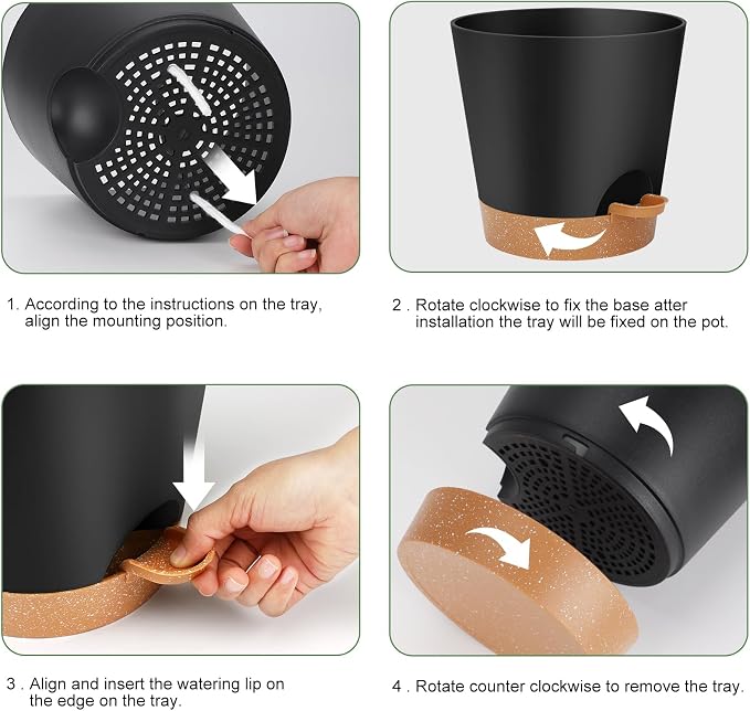 YNNICO 8-Inch Plant Pots, Self-Watering Planters - Image 2