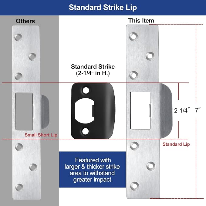 Extra-Long Door Strike Plate, Extended Length/Height - Image 4