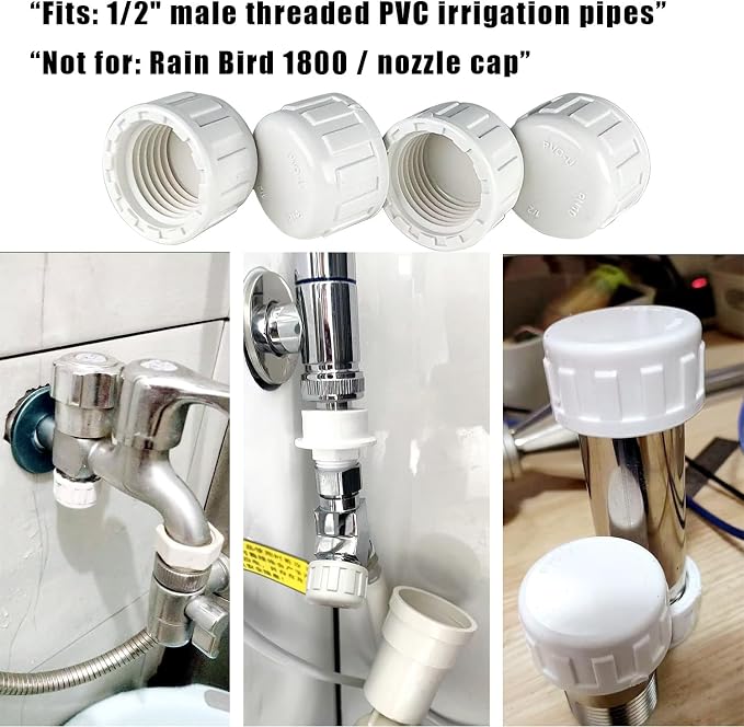 Sprinkler Cap, 1/2 PVC Threaded Cap, Sprinkler Head Cap | 12 Pack, 1/2 BSPT - Image 5