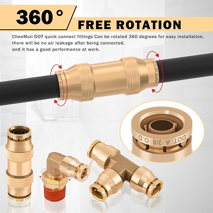 CheeMuii 64PCS Brass DOT Air Line Fittings Kit - Image 5
