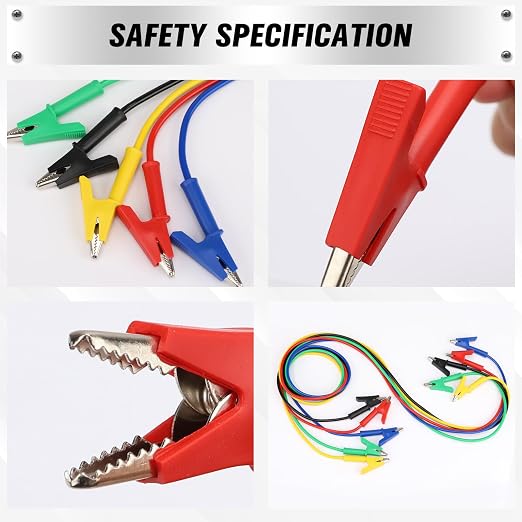 SWANLAKE 5-Piece Dual-Ended Alligator Clip Test Leads, 1000V 15A 3.5ft/1M - Image 6